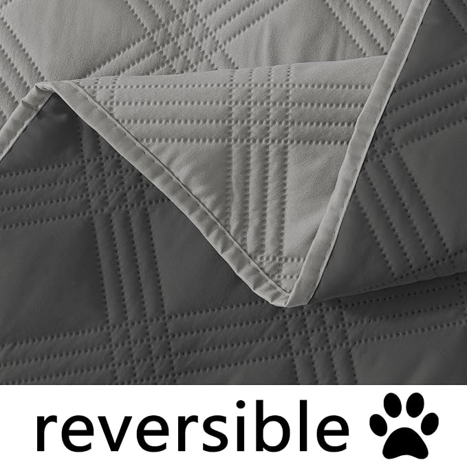 hyha Waterproof Dog Blanket, Reversible Pet Bed Blanket, Soft Sofa Couch Cover for Dogs Washable, Waterproof Pet Couch Covers for Sofa Puppy Cats Furniture Protector(82"x120", Grey/Dark Grey)