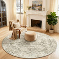 4x4 Round Bedroom Rug Washable: Living Room Rug Stain Resistant Non Slip Low Pile Soft Small Area Rug for Bedroom Entryway Kitchen Living Room Bedside Office Dorm Kids Room Entrance