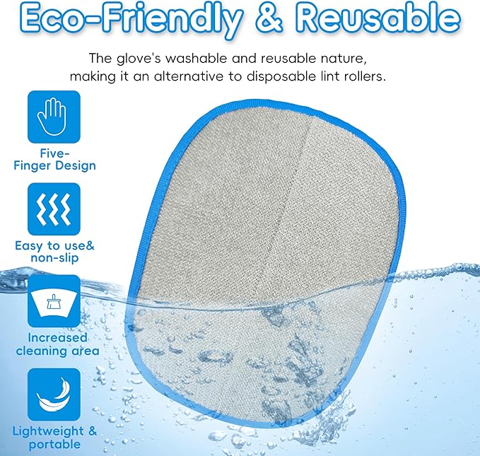 YOSEPATI Pet Hair Removal Glove, Five-Finger Magic Brush Electrostatic Mitt 2 PCs, Pet Hair Remover Tool for Dog & Cat, Reusable Pet Hair Gloves Pet Grooming Needs, Fur Remover for Couch & Clothing