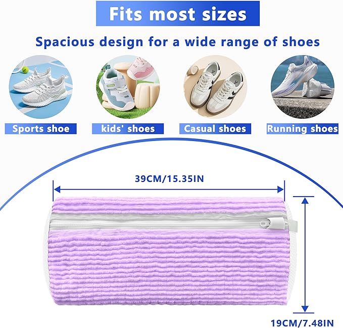 Xinambyh 2Pcs Reusable Shoe Washing Machine Bag for Washer and Dryer:Free Up Hands, Prevent Deformation,shoe bag with Zipper Protection Design, Use for all Shoes,Sports Shoes