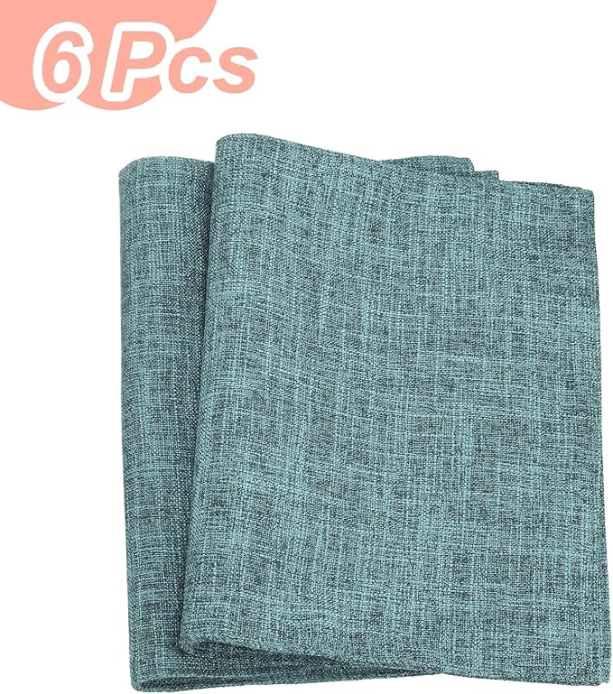 HARFINGTON 6pcs Linen Fabric Placemats 12" x 18" Polyester Rectangle Place Mats Machine Washable Heat Resistant Kitchen Table Mats for Outdoor Indoor Party Family Holiday, Blue Gray