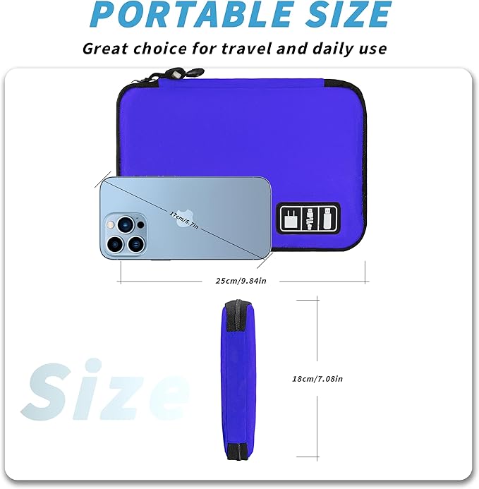 Miavers Electronics Organizer,Travel Cord Organizer Pouch, Portable Cable Organizer Bags,Travel Electronic Accessories Storage Case for Cables, Cords, Charger, Phone (Royal Blue)