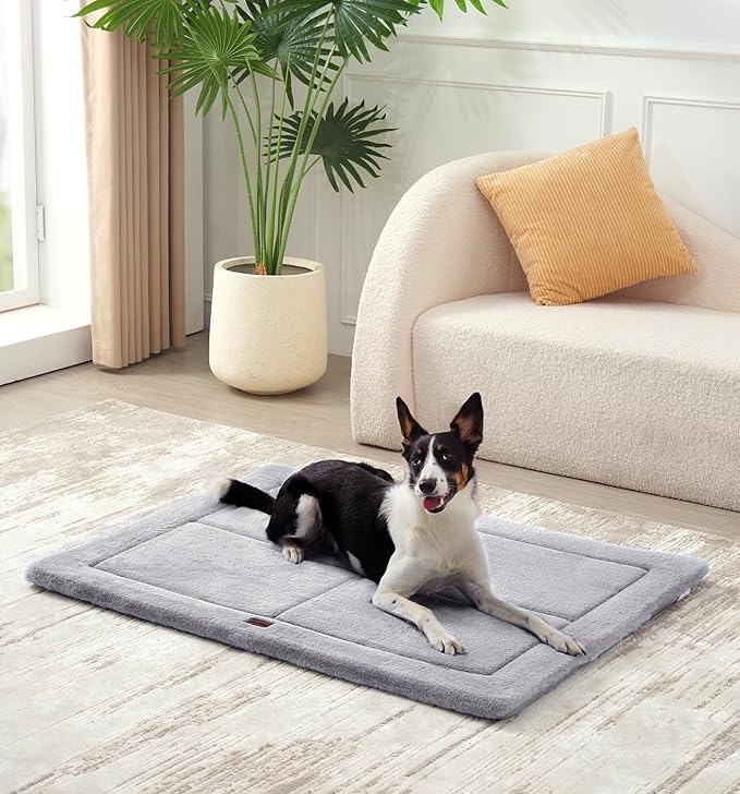 MADE 4 PETS Dog Crate Pad Bed for Extra Large Dogs, Washable & Reversible, Anti-Slip Kennel Mat for Cozy Sleeping, Soft Fluffy Dog Bed for Indoor & Outdoor Use, 48"x30", Gray