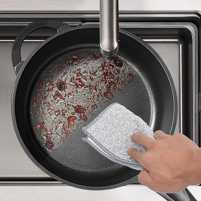 XHWXYQ 2025 New Upgrade Non Scratch Wire Dishcloth, Multipurpose Wire Dishwashing Rags for Kitchen, Wet and Dry, Sinks, Cookware, Stove, Easy Rinsing, Reusable (6pcs, Large)
