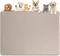 Bartuke Dog Food Mat, Extra Large 50" x 35" Silicone Pet Feeding Mat with Raised Edge Pet Placemat for Small, Medium, and Large Pets Non-Slip, Easy to Clean (Khaki)