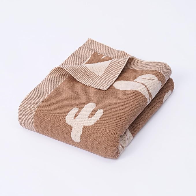 SWaddle AN Cactus Jacquard Baby Blanket, Size 30x40in, 100% Cotton Fabric, Two-Sided Breathable Throw Blanket for Boys and Girls