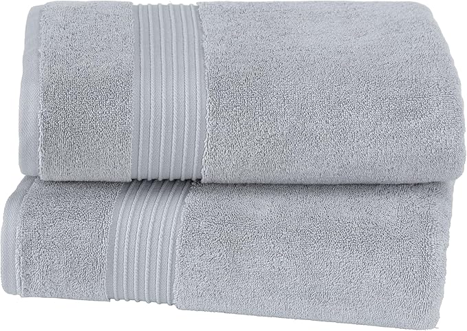 Milara Turkish Super-Plush Bathroom Hand Towels Set 2-Piece | Premium Cotton Hand Towels Set Absorbent, Durable with Hanging Loops | Silver Gray Color Hand Towel, (16 x 30 Inches)