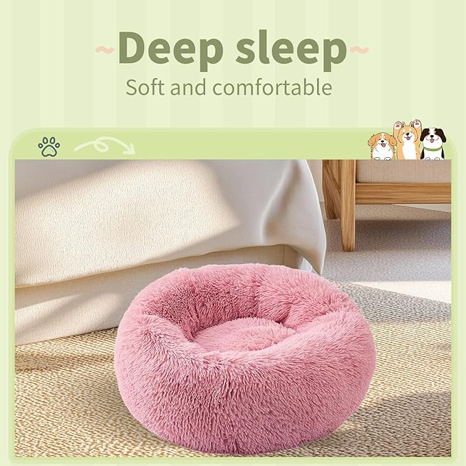 Comfort Donut Dog Bed for Small Dogs, Cat Bed & Pet Bed for Indoor Use, Medium Size with Soft Plush, Round Dog Beds for Large Dogs and Cats(Rubber Red,36''Lx36''Wx8''Th)