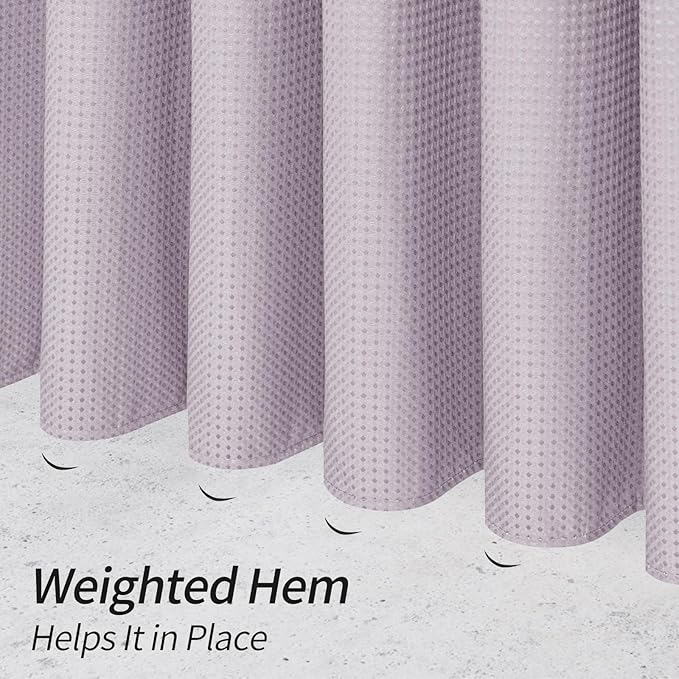 MitoVilla Purple Shower Curtain 72 x 78, Long Waffle Fabric Shower Curtains for Modern Luxury Bathroom Decor, Heavy Duty Hotel Cloth Shower Curtains 78 inch Long, Lavender