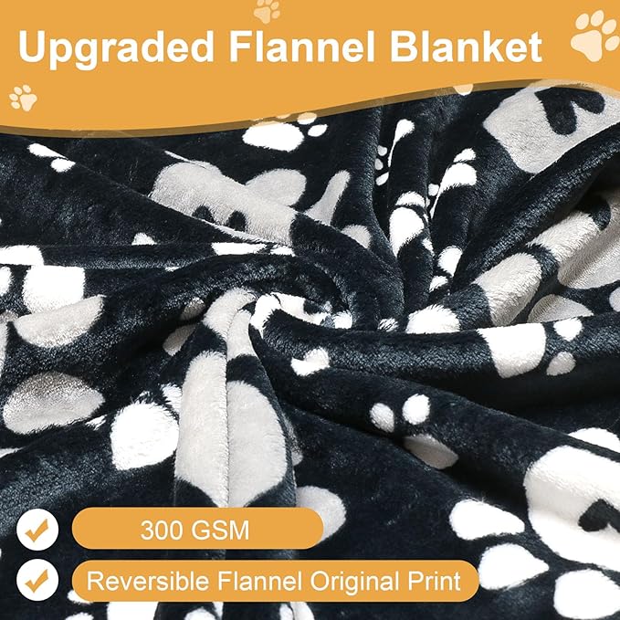 Gowyeg Dog Blankets 3 Pack for Large Medium Pet Cat, Soft Fuzzy Washable Blanket, 41 x 31 inch, Dog Blanket for Dogs Kennels & Beds, Sofas, Furniture, Gifts Puppy Essentials, Black/Brown/Gray