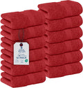 DAN RIVER 12-Pack Premium 100% Cotton Red Face Towels for Bathroom - Reusable Face Wash Cloths for Showering 12x12 Inches - 550 GSM Super Soft & Absorbent Luxury WashCloths for Body, Spa & Gym
