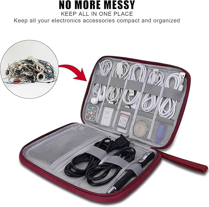 XINGXINRONG Electronic Organizer Travel Universal Cable Organizer Electronics Accessories Bag for Cable, Charger, Phone, USB, SD Card,1Pack