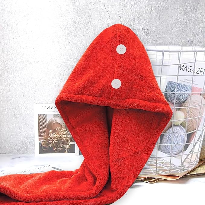 AGKXHDEC1 Pack Double Layer Microfiber Towel, Hair Turbans for Wet Hair, Drying Hair Wrap for Women(Red)