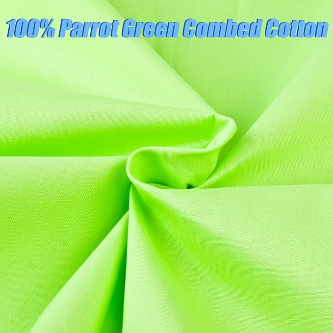 2 Yard Parrot Green Cotton Fabric, Natural Cotton Poplin Fabric by The Yard, 59 Inches Wide 100% Cotton Fabric, Soft Embroidery Muslin Quilting Material for Sewing Material Apparel Cloth