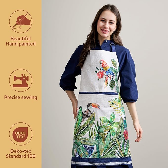 Maison d' Hermine 100% Cotton Apron for women with Pocket Kitchen Chef Apron for Men Cooking Gardening Server Waitress