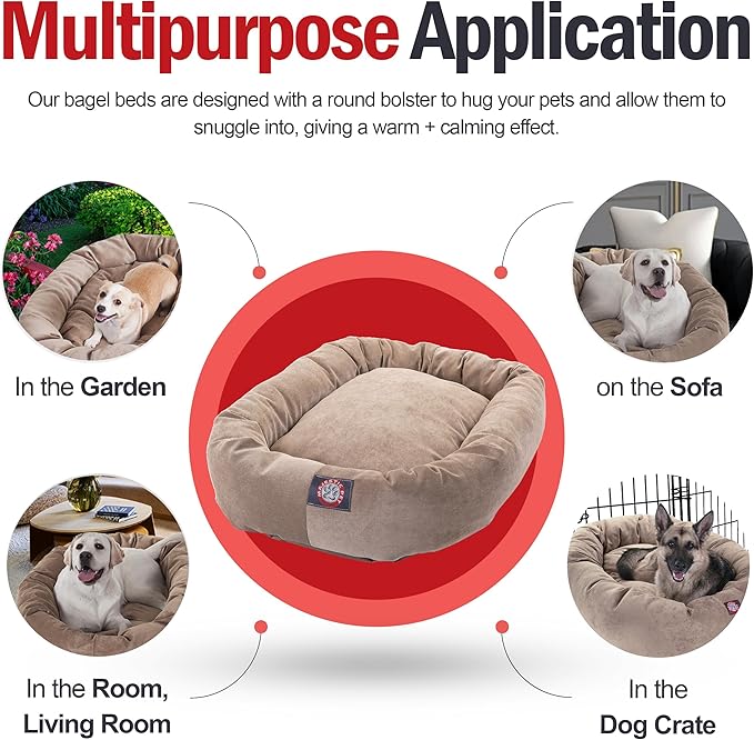 Majestic Pet Villa 40 Inch Shredded Memory Foam Dog Bed for Large Sized Dog 40x29x9 Inch–Orthopedic Pet Bed with Removable Washable Cover-Washable Large Puppy Mat with Head Support-Pearl