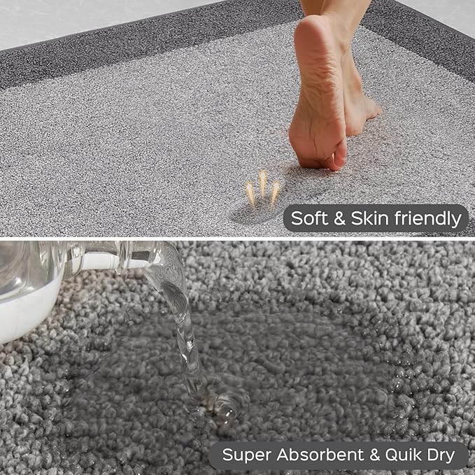 DOMUSTEX Machine Washable (24" x 36"+ 24" x 60"') Kitchen Rugs Set of 2, Non Slip Kitchen Mats for Floor, Absorbent Entrance Runner Rugs for Bedroom, Hallway, Bathroom, Door (Roll Packing)