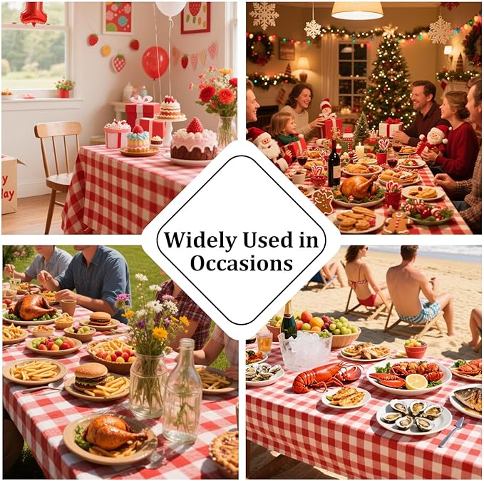 Alsoo Gingham Tablecloth Rectangle Table Cloth Heavy Duty Cotton Checkered Table Cover Buffalo Plaid Tablecloths for Spring Picnic Kitchen Dining, Red and White,60 * 120 inch