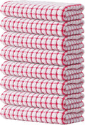 Kitinjoy Cotton 8 Pack Terry Kitchen Towels, 16 x 25 Inches Super Soft and Absorbent Dish Towels, Quick Drying Hand Towels for Kitchen Drying, Red
