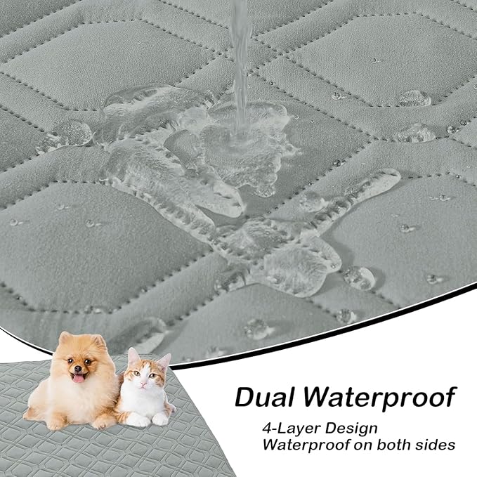hyha Waterproof Dog Bed Blanket, Soft Pet Blankets, Waterproof Couch Cover for Dogs, Reversible Sofa Covers Washable for Furniture (30x53 Inch, Grey/Beige)