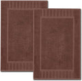 White Classic Luxury Bath Mat Floor Towel Set - Absorbent Cotton Hotel Spa Shower/Bathtub Mats [Not a Bathroom Rug] 22"x34" | 2 Pack | Brown