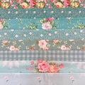 8Pcs 9.8" x 9.8"(25 * 25CM) Cotton Fabric DIY Making Supplies Quilting Patchwork Fabric Fat Quarter Bundles DIY for Quilting Cotton Patchwork Cushions (8pcs Blue Green Flowers, 9.8" x 9.8")