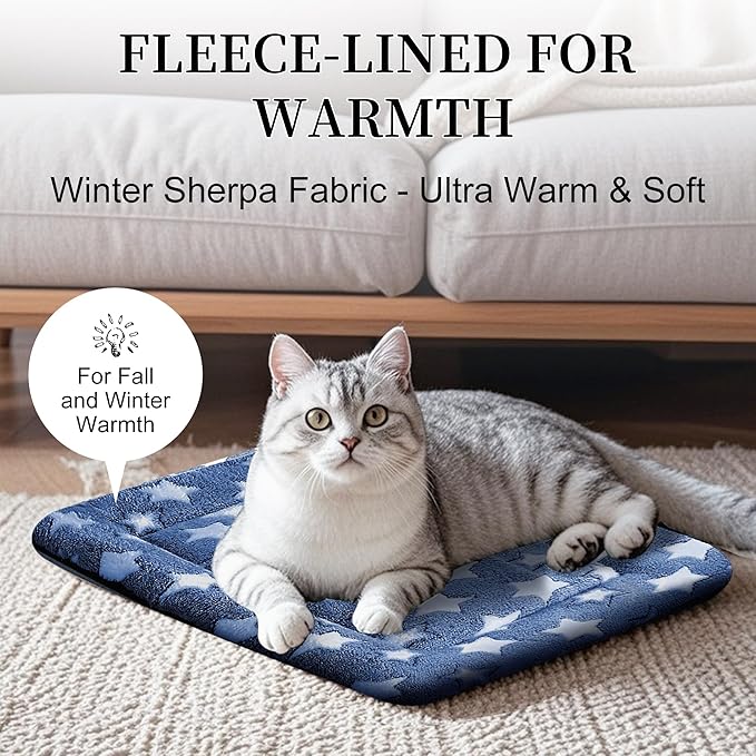 Fogkiss Dog Bed Mat, Reversible Crate Pad & Cute Dog Bed - Machine Washable Kennel Mat with Ultra Soft for Small Dogs & Cats