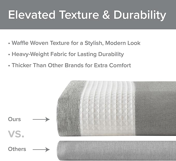 Madison Park Shower Curtain Spa Waffle Weave Shower Curtain for Bathroom 3M Scotchgard Moisture Management, Spa Quality Modern Shower Curtains for Bathroom, Standard 72x72 Grey Ombre