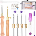 Pllieay Punch Needle Kit for Craft Embroidery - 10PCS Adjustable Punch Needle Set with 5 Sizes Needles, Threader, Scissors & Storage Bag - Easy to Use Punch Needle Kits Adults Beginner