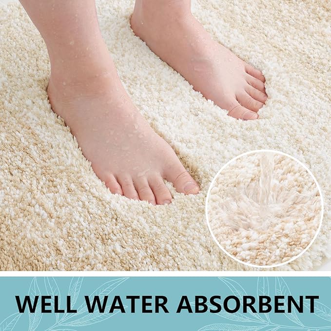 Arotive Microfiber Bathroom Rugs, Shaggy Soft and Absorbent Bath Rug, Non-Slip, Thick Plush Machine Washable Dry Bath Mats for Bathroom, Tub and Shower, 24x16, Camel, Rectangular