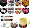 Punch Needle Kit for Beginners Adults Easy Needle Punch Embroidery Tool Set Including Threader Instruction Fabric Hoop Yarn Coaster DIY Making Kit Supplies,Set of 8 Cat Cute Pet Art Crafts Gifts