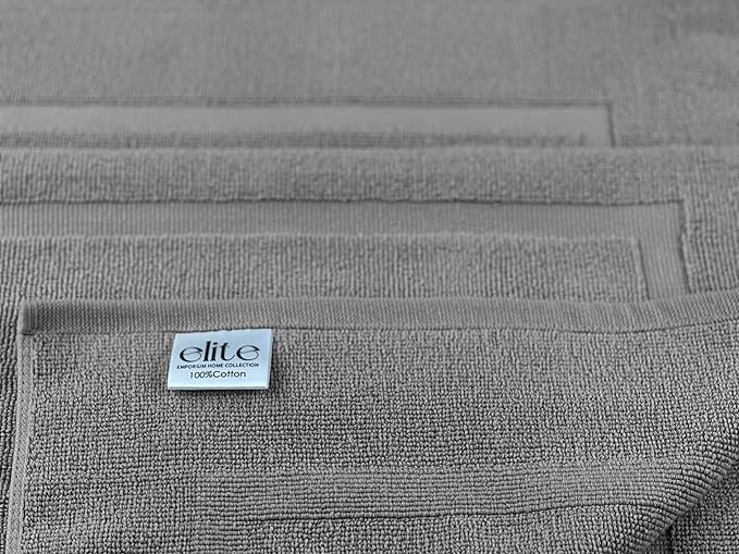 ELITE Emporium Home Collection 2-Piece Cotton Bathroom Mat Set, 21" x 34" - 100% Cotton, Absorbent, Quick-Dry, Bath Towel Mats for Floor, Charcoal Grey [Not a Bathroom Rug]