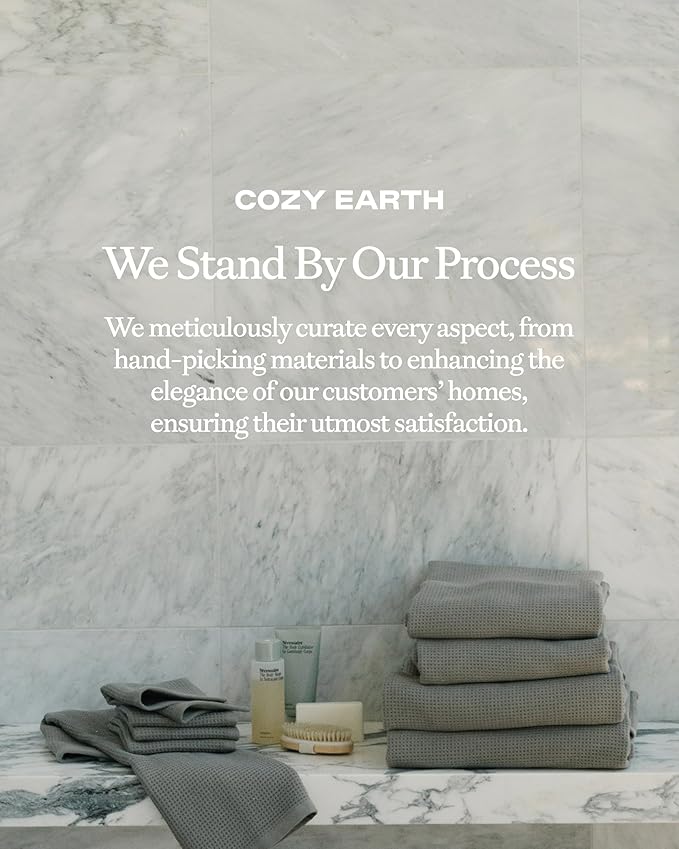 Cozy Earth Waffle Bath Sheets - 60% Cotton 40% Viscose from Bamboo Bath Sheets 40 x 65 Inches - Soft & Absorbent Terry, Reversible Mini Textured Waffle & Weave Pattern - 2 Pack