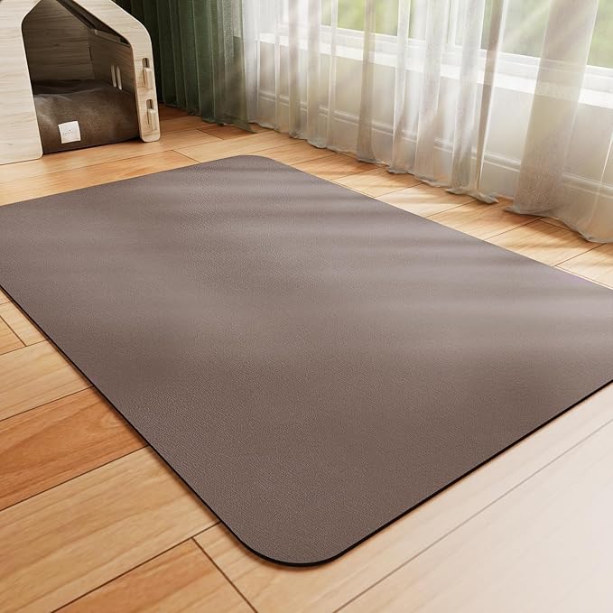 HotLive Dog Food Mat - Absorbent Cat Mat for Food and Water, No Stains Pet Feeding Bowl Mat, Easy to Clean Pet Placemats, Quick Dry Dog Water Dispenser Mat for Messy Drinkers | Brown 18"x 28"