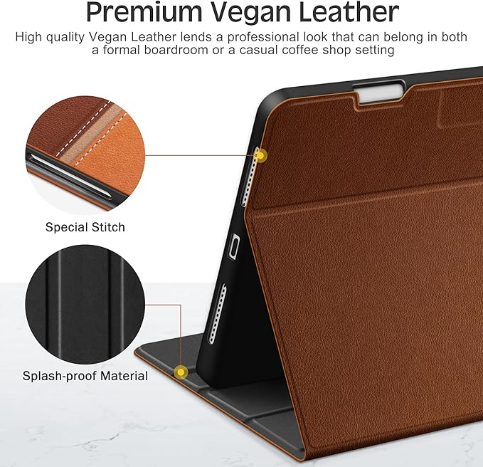 KingBlanc Case for iPad Pro 11-inch Case 4th/3rd/2nd Generation (2022/2021/2020) with Pencil Holder, Vegan Leather Bicolor Cover, Auto Sleep Wake, Apple Pencil 2. Charging, Orange Brown