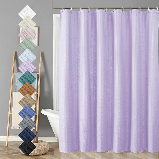 Aiyufeng Light Purple Shower Curtain for Bathroom, Embossed Textured Fabric Shower Curtain for Bathroom - Soft Cloth & Hotel Spa, Machine Washable, 72X78,Light Purple