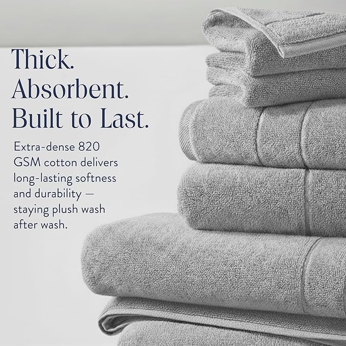Brooklinen Super-Plush Bath Towel and Hand Towel Set - 2 Bath Towels, 2 Hand Towels - Cotton, Highly Absorbent (Smoke)