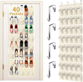 Gisiyunly Over the Door Shoe Organizer with 40 Large Pockets, Multi-Purpose Storage for Shoe and Accessories, Durable Fabric with Adjustable Hooks for Home Closet Bedroom Entryway -Beige