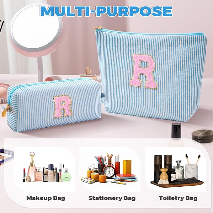 Btffitting Personalized Anniversary Wife's Birthday Gifts,Mothers Day Gifts for Women,Wife Gifts from Husband,Cool Birthday Gifts for Wife,Makeup Bag Set Cosmetic Bag for Teen Girls - Blue,R