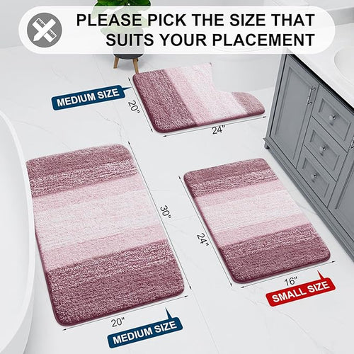 Arotive Microfiber Bathroom Rugs, Shaggy Soft and Absorbent Bath Rug, Non-Slip, Thick Plush Machine Washable Dry Bath Mats for Bathroom, Tub and Shower, 44x24, Mauve, Rectangular