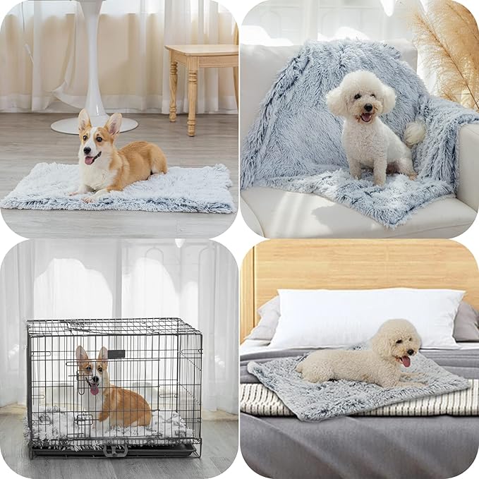 PJYuCien Fluffy Fleece Calming Pet Throw Blanket, Super Soft and Warm for Indoor Cats and Dogs, Machine Washable, Puppy Blanket, Grey, 16" * 24"