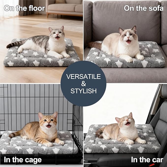 Fogkiss Dog Bed Mat, Reversible Crate Pad & Cute Dog Bed - Machine Washable Kennel Mat with Ultra Soft for Small Dogs & Cats