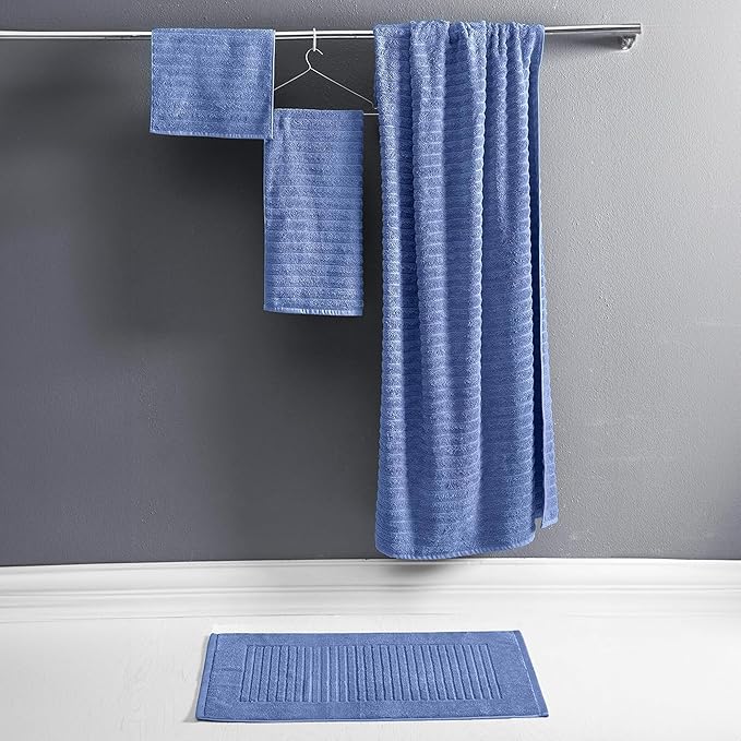 Classic Turkish Towels CTT - 2 Piece Bathroom Rugs Set, 100% Cotton Bath Mats, Comfy & Highly Absorbent Bathroom Floor Mats, Machine Washable | 20"x32" (Royal Blue)