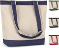 Canvas Tote Bag with Handles for Woman, Reusable Cloth Bag for Groceries and Shopping - Blank Cotton Tote Bag, Suitable for DIY Projects – HEAVY DUTY – 16" X 14.5" With 4” Gusset, Navy Blue