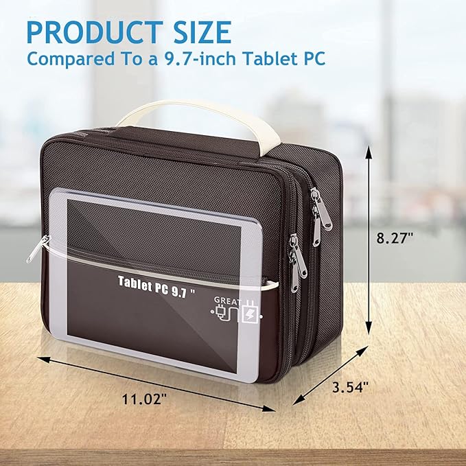 OliviaLiving Electronics Travel Organizer, Double Layer Cable Organizer Bag Waterproof Electronics Accessories Storage Bag for Charger, Phone, Power Bank, Hard Drive, Cord, Tablet