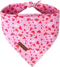 UP URARA PUP Valentine Dog Bandana - Pink Heart Triangle Bib Scarf for Small Medium Pets, Cotton Kerchief for Girl Boy Dogs or Cats, Red Puppy Bandana