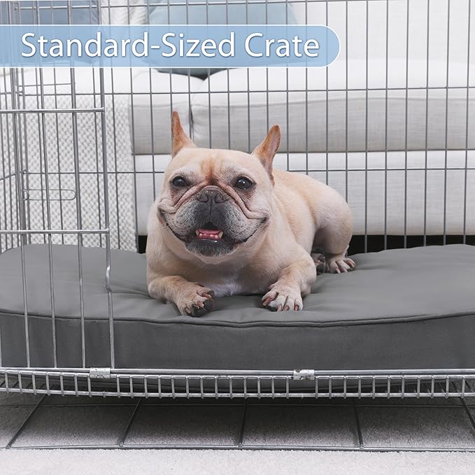 Vonabem Waterproof Dog Bed Medium Pet Crate Pad 30 inch Washable with Removable Cover Reversible, Outdoor Orthopedic Foam Durable Leather Anti-Slip Kennel Pads 29"x18" Grey