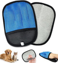 Upgraded 5-Finger Pet Hair Removal Gloves for Cats & Dogs, Reusable Electrostatic Magic Brush for Carpet, Couch, Car Seat, Clothing, Gentle Grooming and Hair Remover Tool (Blue)
