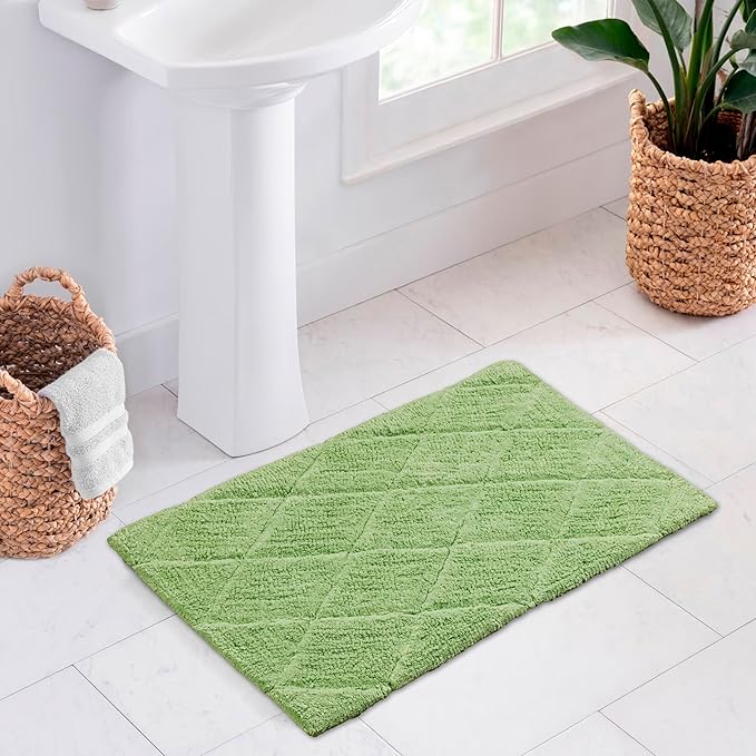 C23 Luxury 2200 GSM Heavyweight Bath Mat | 100% Tufted Cotton | 20"x32" Sage Green Thick & Plush Bathroom Rug | Ultra-Absorbent, Quick Dry, Anti-Slip Natural Latex Back, Machine Washable, 1 Piece