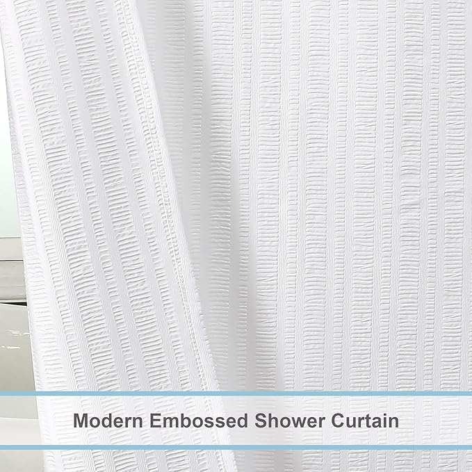 Aiyufeng Moga Stall Fabric Shower Curtain Waterproof, Soft & Lightweight Small Shower Curtain with Texture for Narrow Stall Size, Machine Washable, 36" Wx72 L, White